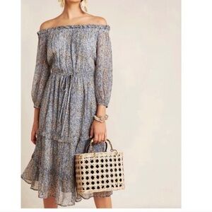 Anthropologie Kira Midi Dress Airy Feminine Romantic Coquette Fairy Whimsical